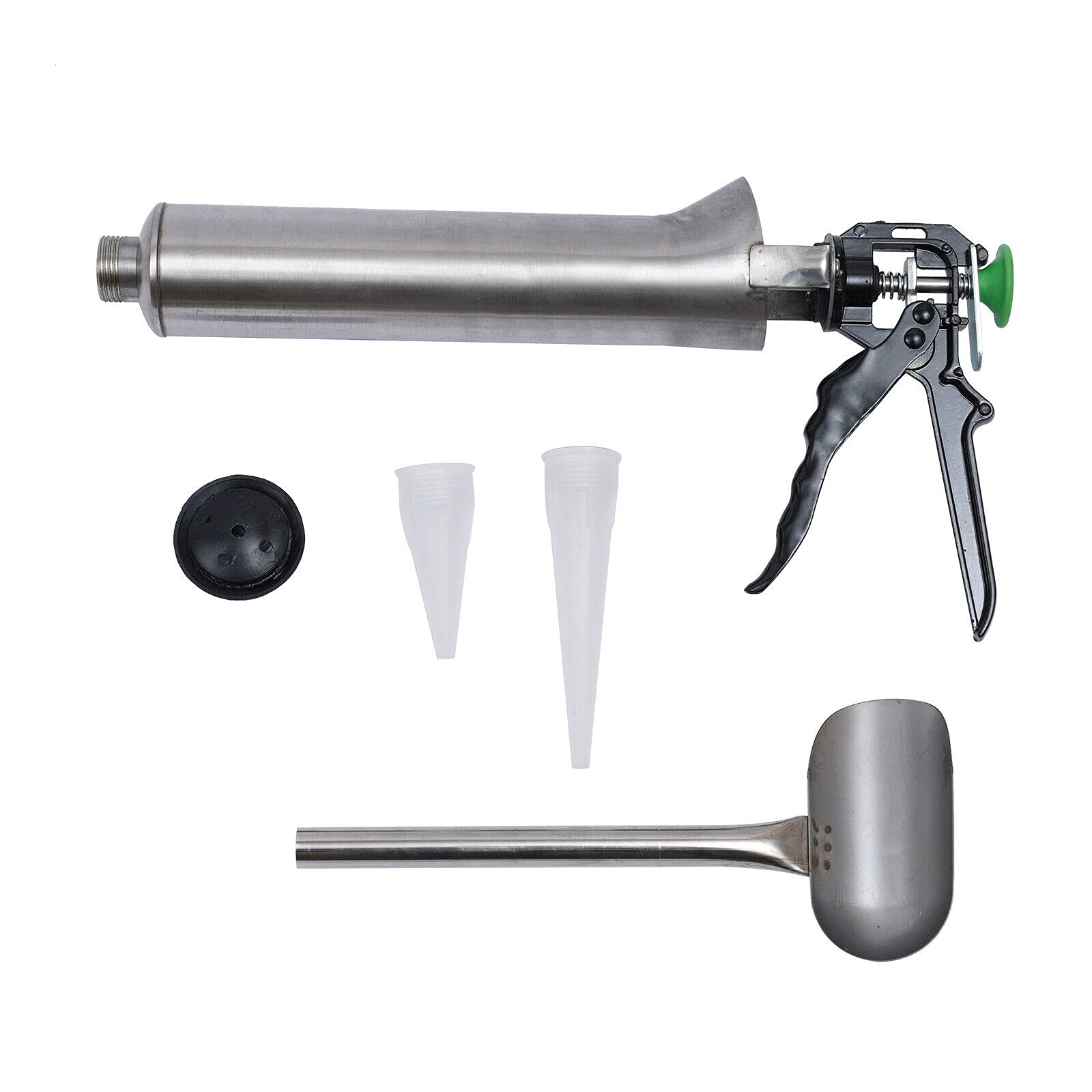 Mortar Pointing Grouting Gun Grouting Tool Caulking Guns Stainless Steel Building Hand Caulking Guns w/ 2 Nozzle (Black)