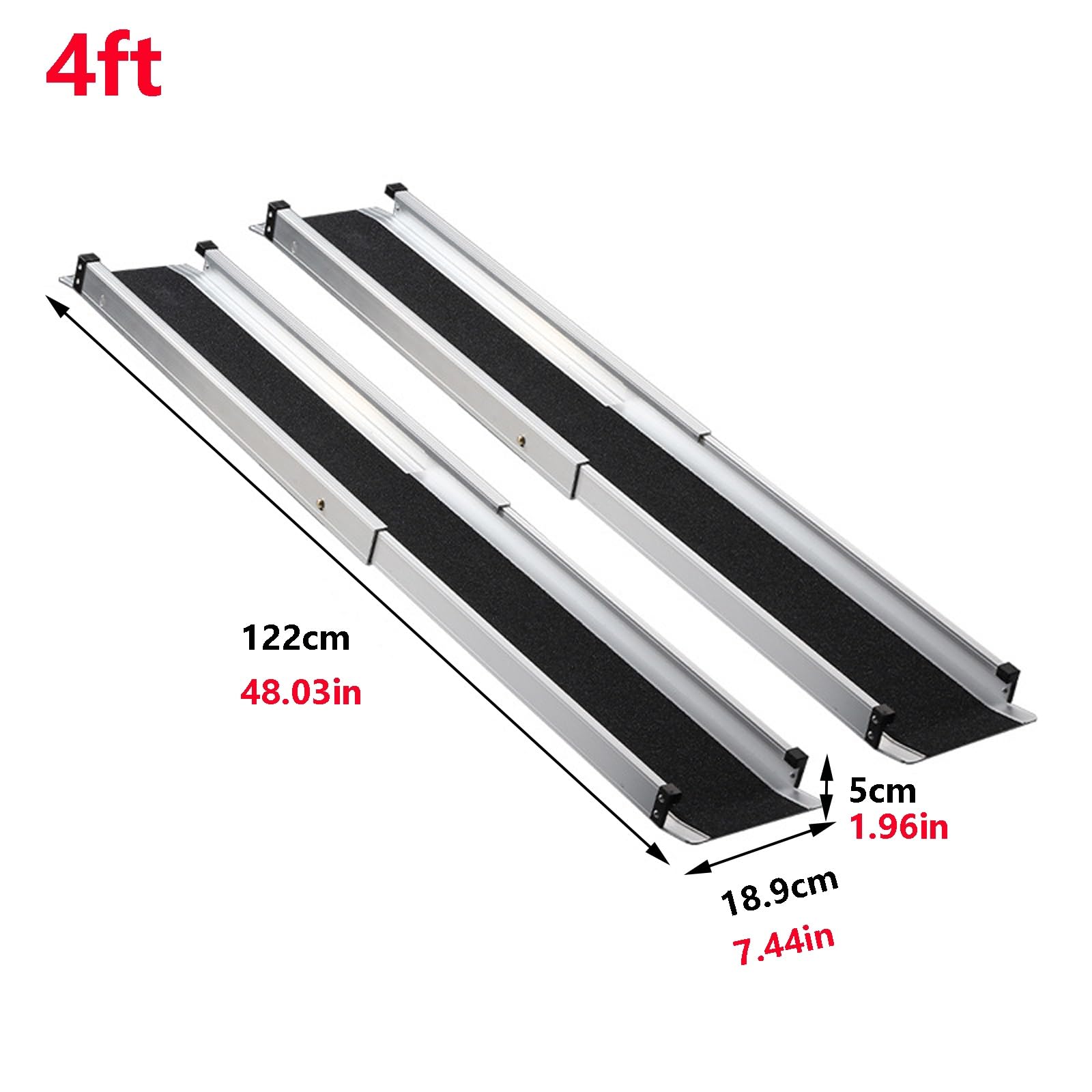 2 Rampas Portátil De Aluminio, Rampa Telescópica Antideslizante para Silla De Ruedas, para Scooter, Discapacitados, Escalones, Hogar, Capacidad De 300kg(4ft)