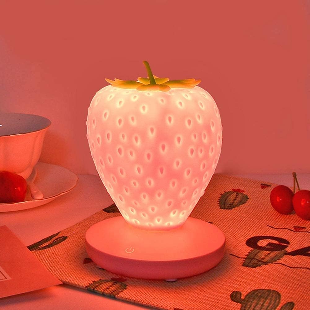 Amusingtao Strawberry Night Light, Cute Silicone Strawberry Light, Children Night Light Nursery