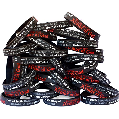 SayitBands 100 Armor of God Silicone Wristband Bracelets Ephesians 6:10-18