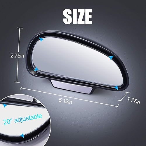 Miniatura 6 de Espejos de punto ciego para automóvil (5.12 x 2.75 pulgadas), espejo auxiliar universal de gran angular ajustable para espejos universales de