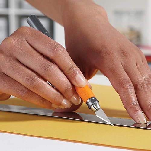 Miniatura 4 de Fiskars Exacto, cuchillo de precisión para manualidades, hoja multiusos con cubierta protectora, acero y 196010-1006 hojas número 11 estándar, 5