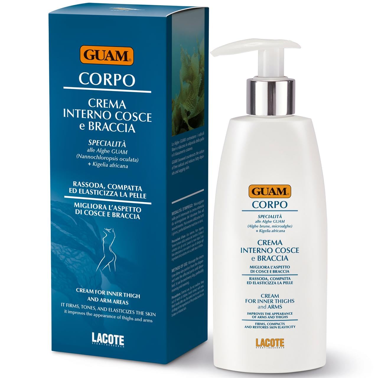 GUAM Anti Cellulite Cream for Women with Green Algae & Jojoba Oil – 200ml Upper Arm & Inner Thigh Skin Firming Cream – Body Tightening Cellulite Remover Treatment – Anti-Inflammatory & Antibacterial