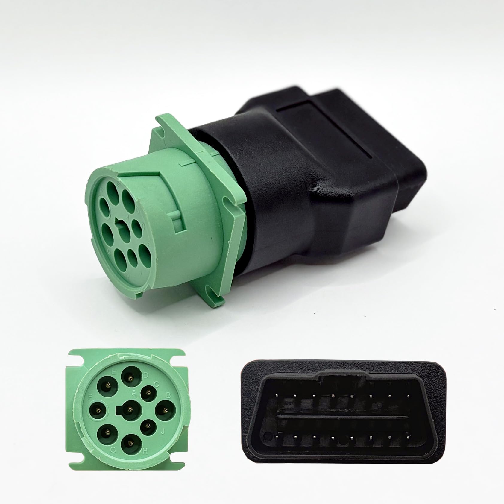 Zzxker OBD2 Adapter,9 pin to OBD2 Adapter,16 Pin OBD2 Male to 9 Pin Green J1939 Green Female Adapter,Diagnose Cable Adapter Fit for Freight Liner ELD Tracker and Diagnostic Scanner/Device