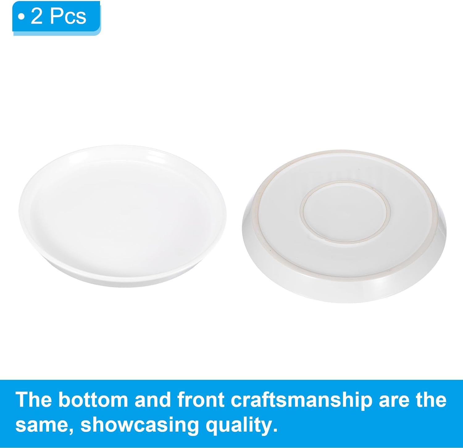 PATIKIL 11 Inch Plant Saucer Tray, 2 Pack Ceramic Round Plant Saucer Flower Planter Drip Tray for Indoors Outdoors Patio Balcony, White