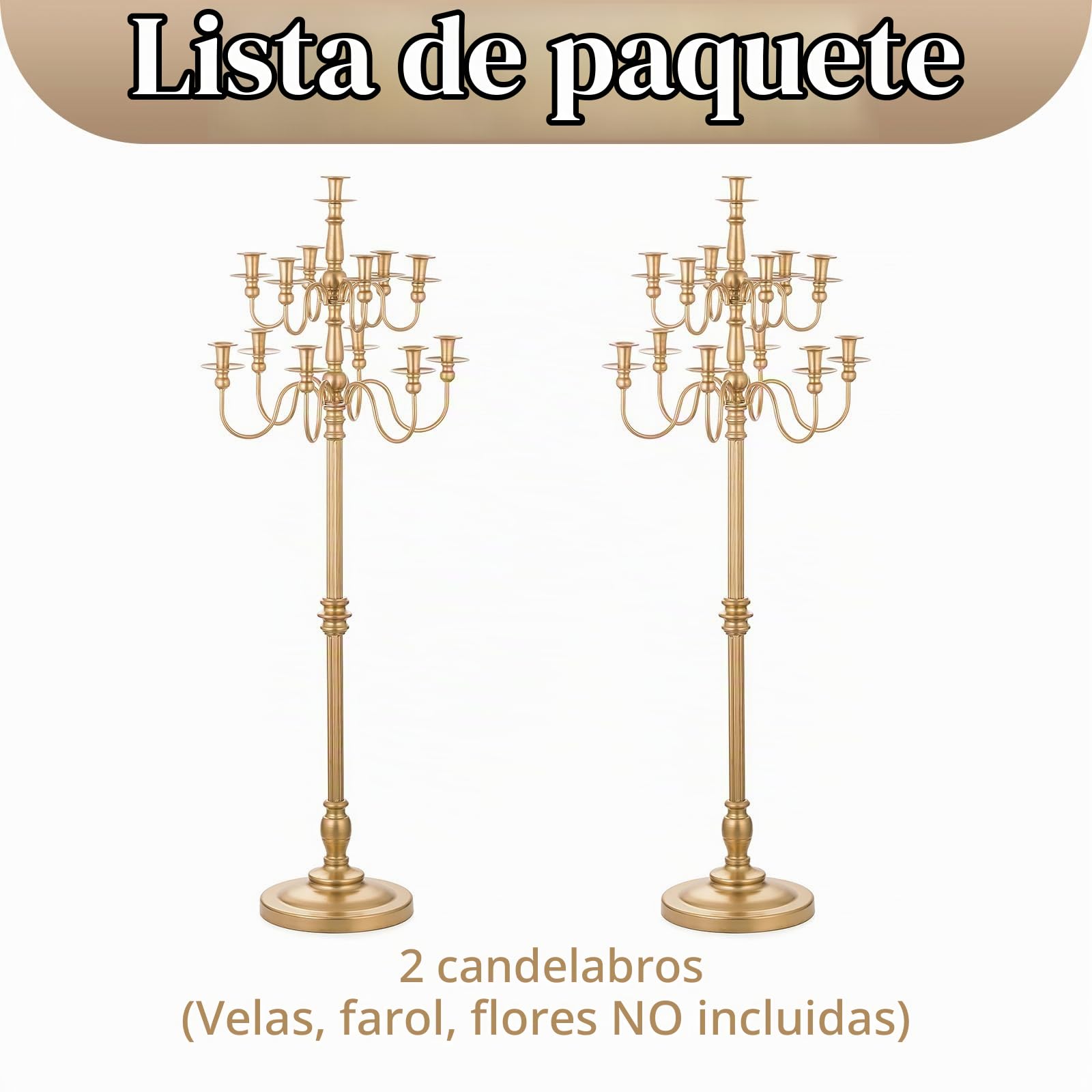 Sziqiqi Candelabros Dorados Lote de 2, de pie Alto, 13 Brazos, 130 cm | Candelabros Vintage de Metal para Velas Regalo, Montaje Sencillo con Instrucciones, Portavelas para Boda, Navidad, Eventos