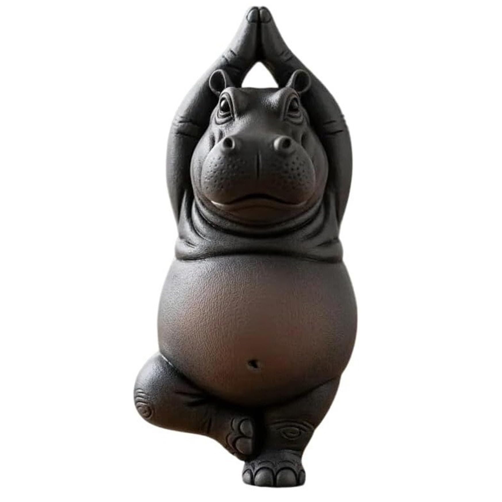 Neptuiby Yoga Master Hippo Figurine - Handcrafted Resin Meditation Decor, Black Hippopotamus Statue for Home Office Desk Yoga Enthusiasts, Style 3.