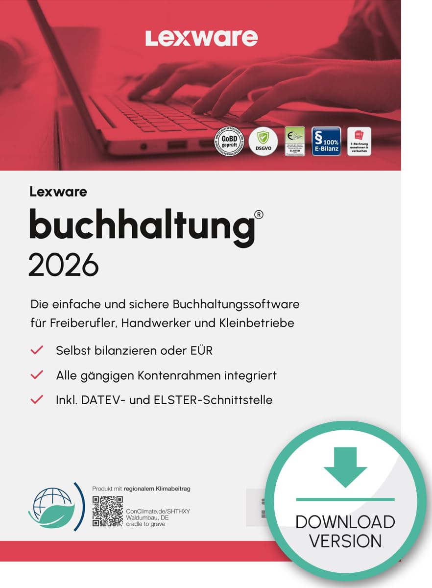 Lexware buchhaltung Standard 2026 (365 Tage)| Einfache Buchhaltungs-Software vom Marktführer | PC Aktivierungscode per Email