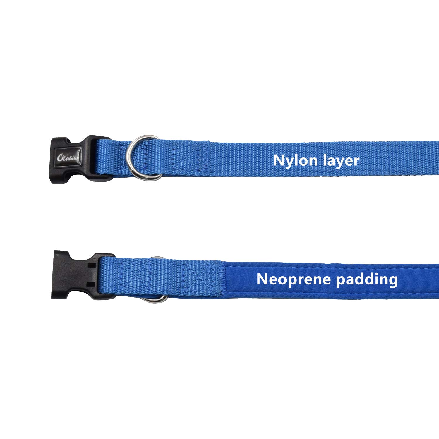 Soft and Comfortable Neoprene Padded Nylon Basic Dog Collar Solid Color pattern for Small Dogs.(S, Blue Collar)