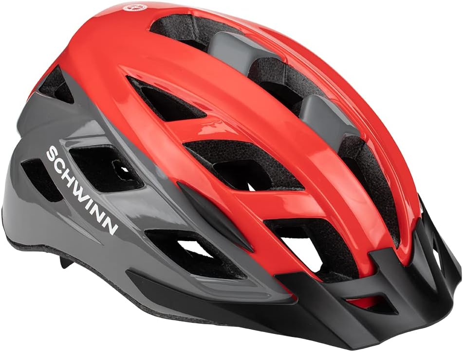 Schwinn Dash Adult Bike Helmet, Red/Grey