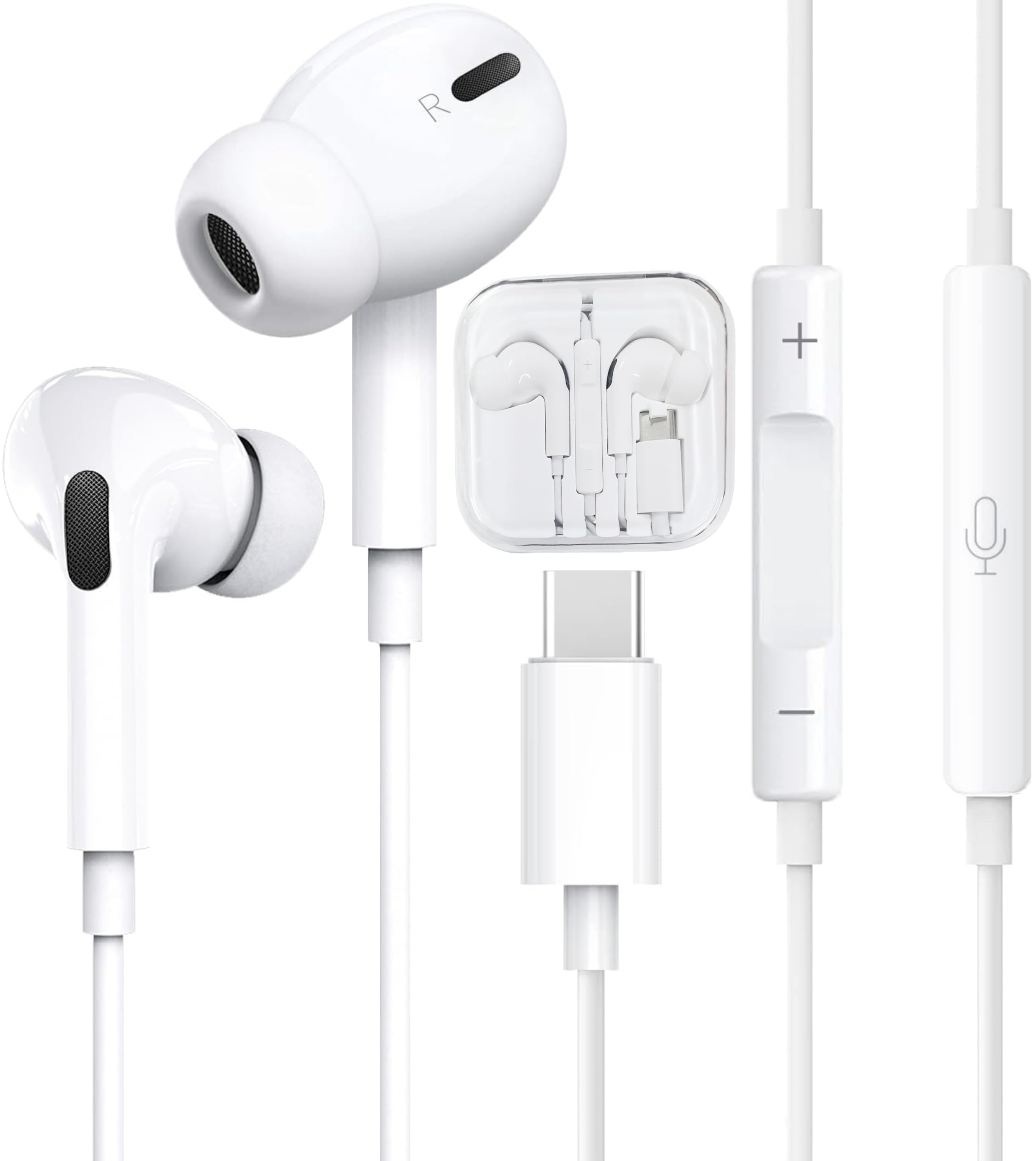 【2026 新バージョン イヤホン 有線 タイプc】 タイプc 有線 イヤホン 雑音なし 絡み防止 音量調節 iPhone17対応 遅延なし マイク付き ワンタッチ操作 usb c 高感度マイク 人間工学 快適な装着感 TPE素材 耐久性 防水 イヤーピース付き カナル型 重低音 小型·軽量 iPhone 15/16/17/Android/iPad/ノート各機種対応 (ホワイト Type-C)