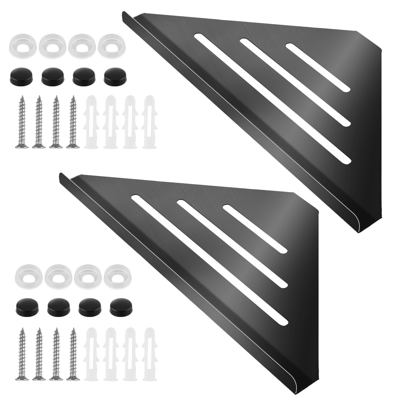 SynHHergyx 2 Pcs Black Shower Corner Shelf with Screws 304 Stainless Steel Triangle Shower Caddy Coner Organizer Metal
