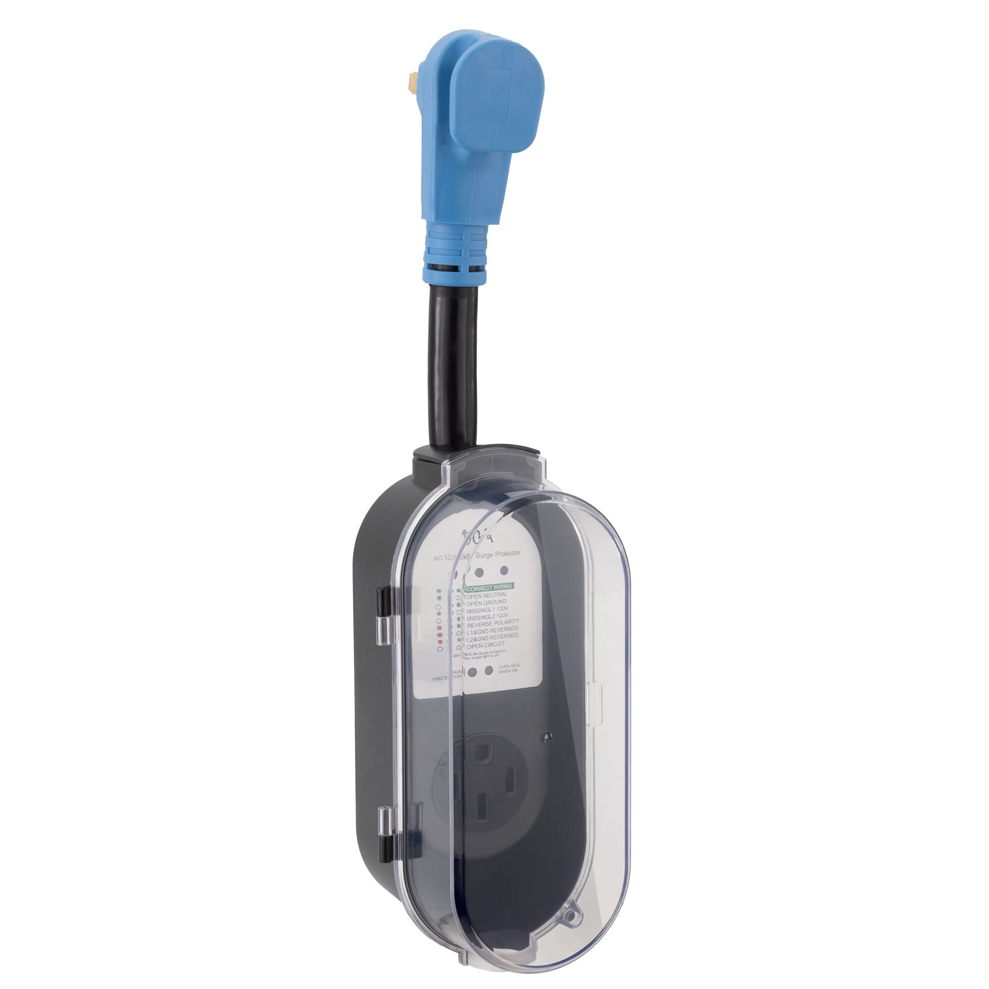 RecPro RV Portable Surge Protector 50 Amp with Water Resistant Cover | Circuit Analyzer | Integrated Surge Protection (50 Amp)