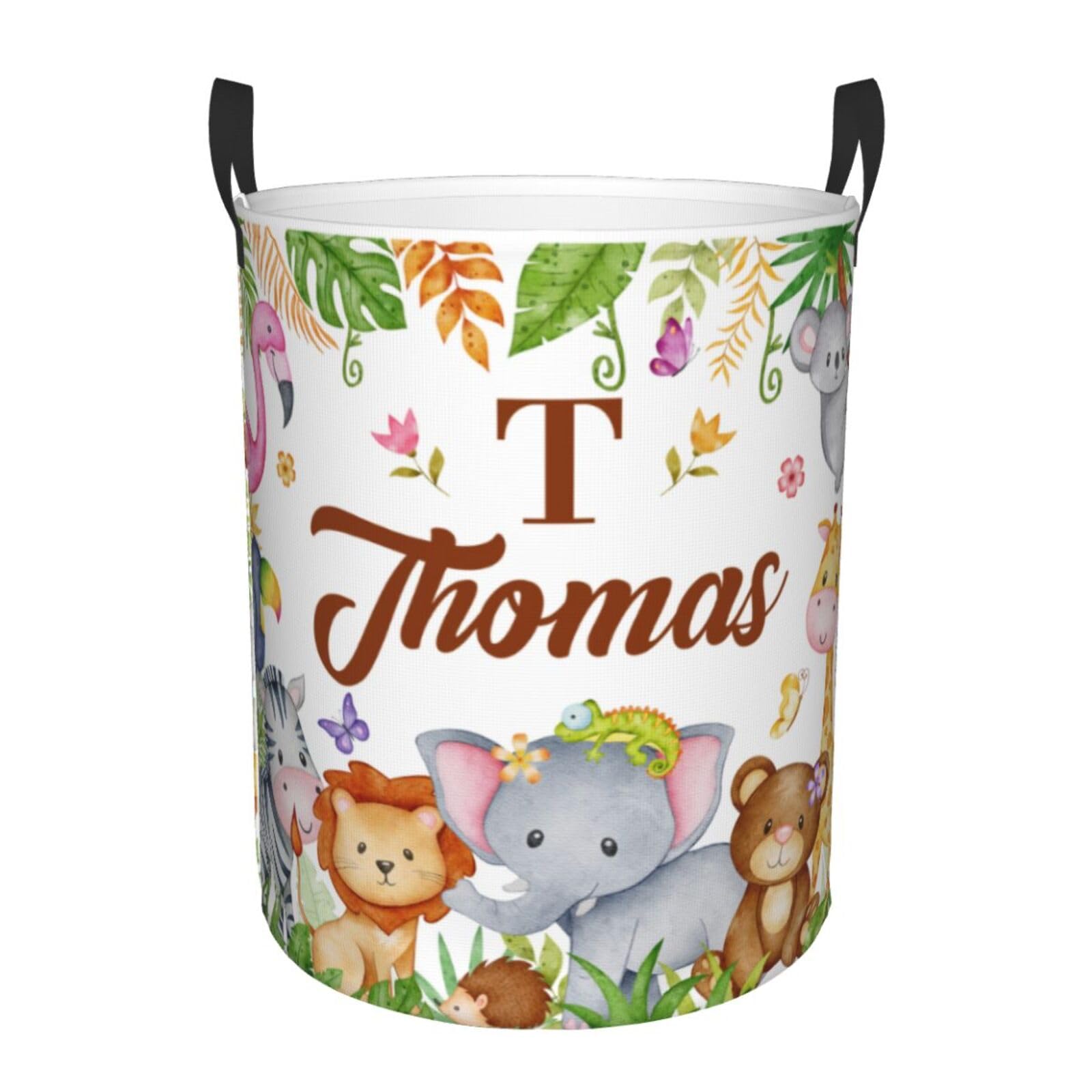 Custom Animal Laundry Baskets, Personalized Animal Pattern Gifts with Customized Name, Collapsible Laundry Hamper for Kids Adults Home Decoration,16.5