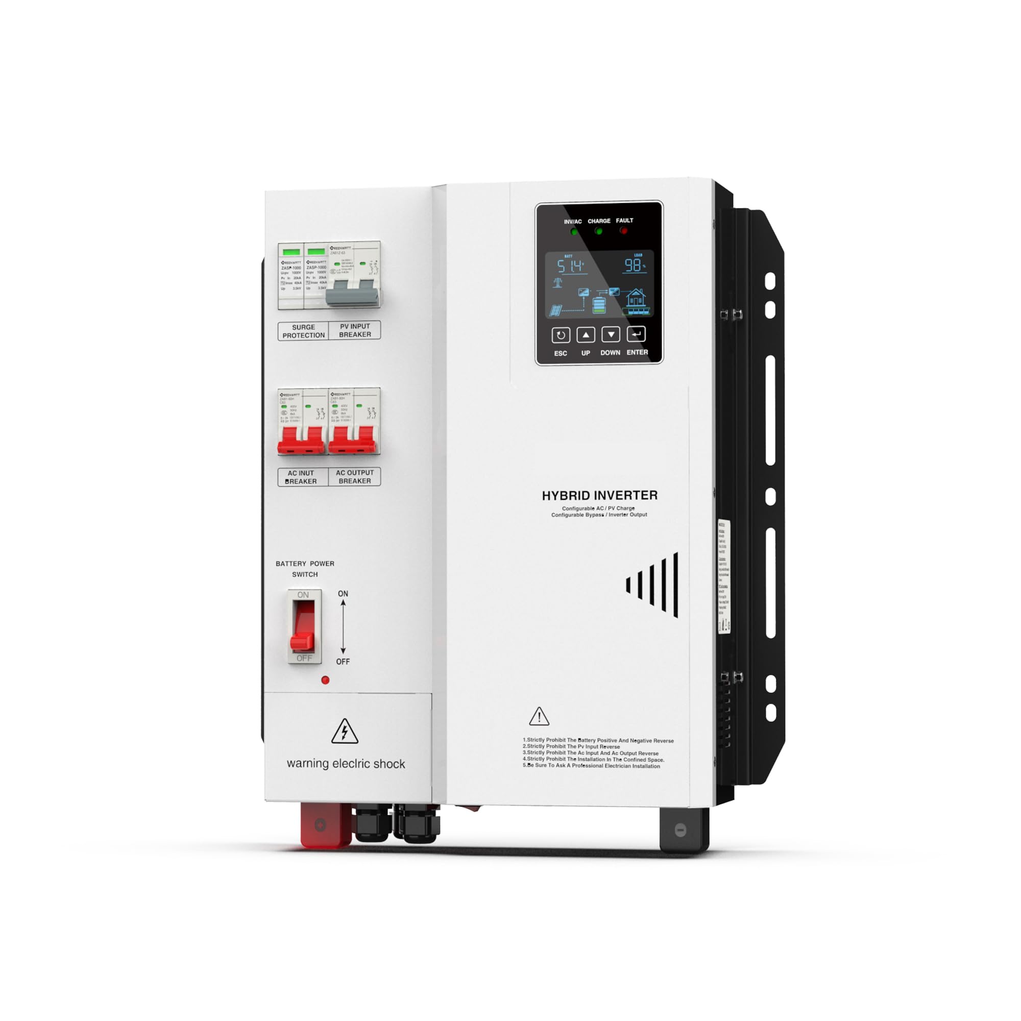 Hybrydowy falownik solarny 5,5 kw 48V z zestawem wyłączników, WiFi i modułem zdalnego sterowania