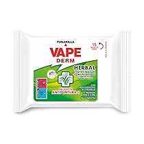 Vape, Derm Herbal, 15 Salviette Antipuntura, Repellenti Zanzare con Olio Essenziale di Citronella Java e di Andiroba, Proteggono da Zanzare Comuni, Tigre, Moscerini e Altri Insetti, Efficaci fino a 5 ore