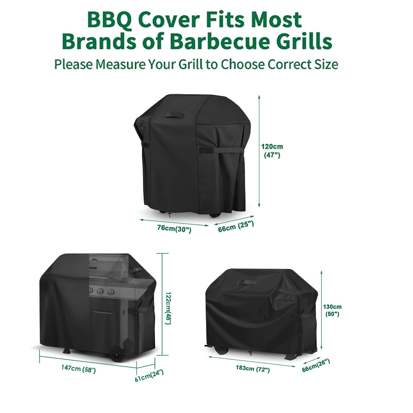 Pokrowiec Na Grilla BBQ, Wytrzymały Pokrowiec Na Grilla, Wybór Wielu Rozmiarów, Wodoodporny Pokrowiec Na Grill Gazowy Oxford 420D (147x61x122cm)