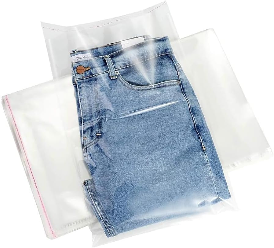 MGE - 100 Sachet Plastique Transparent Adhesif - Sachet Cellophane Transparent - Sac Emballage pour les Vêtements - Cellophane Alimentaire - Sac de Rangement...
