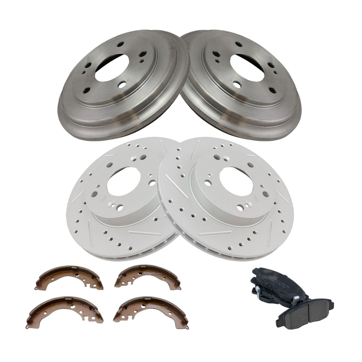 outdoorm Front & Rear Ceramic Pad for Honda for Civic 2006-2011 Rotor Drums & Brake Shoe Kit 277-0059