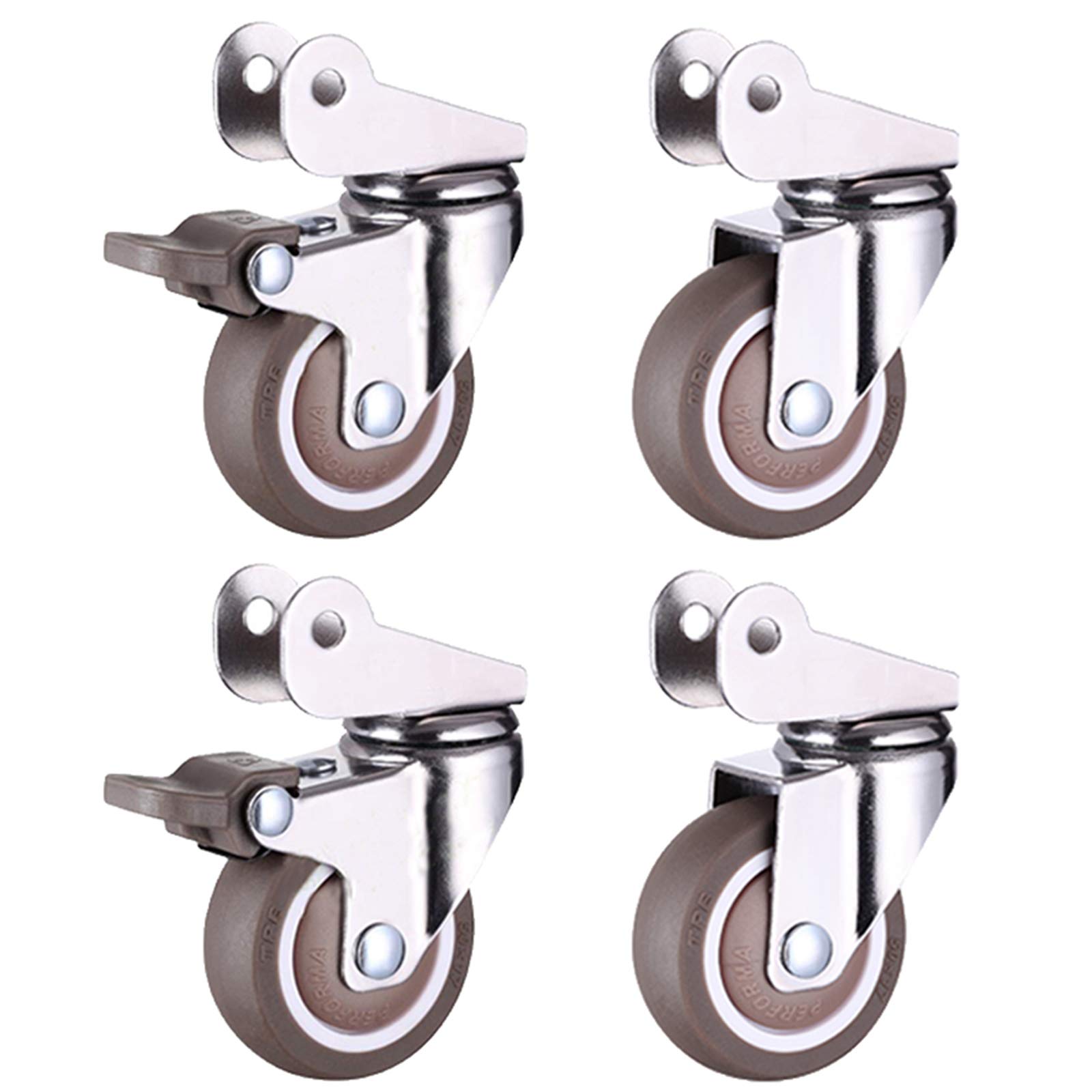 Roulettes pivotantes en caoutchouc 40-50mm avec support en U de 20mm pour lit de bébé