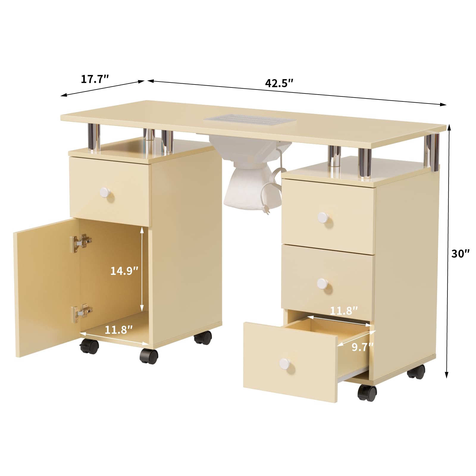 OmySalon Manicure Table Nail Desk with Electric Dust Collector