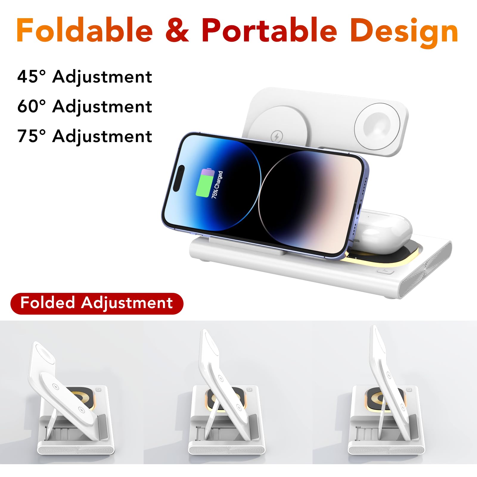 Aimtel 3 in 1 Stazione di Ricarica Wireless style,Connectivity Usb Technology,compatible con iPhone 16/16 Pro/16 Pro Max/16 Plus/15 Models/Apple Watch 10/Ultra 2/9/Air Pods Pro