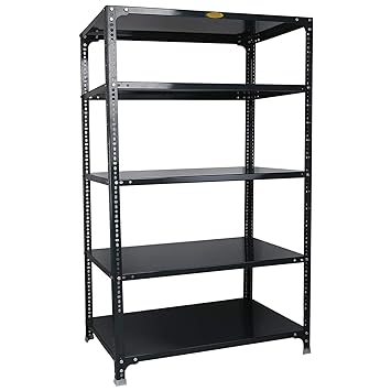 Mil-Nil Prime CRC Sheet 5 Shelf Multipurpose Slotted Angle Rack, 60 x 36 x 24 Inch, 20 Gauge (Grey) 14 Gauge Angles