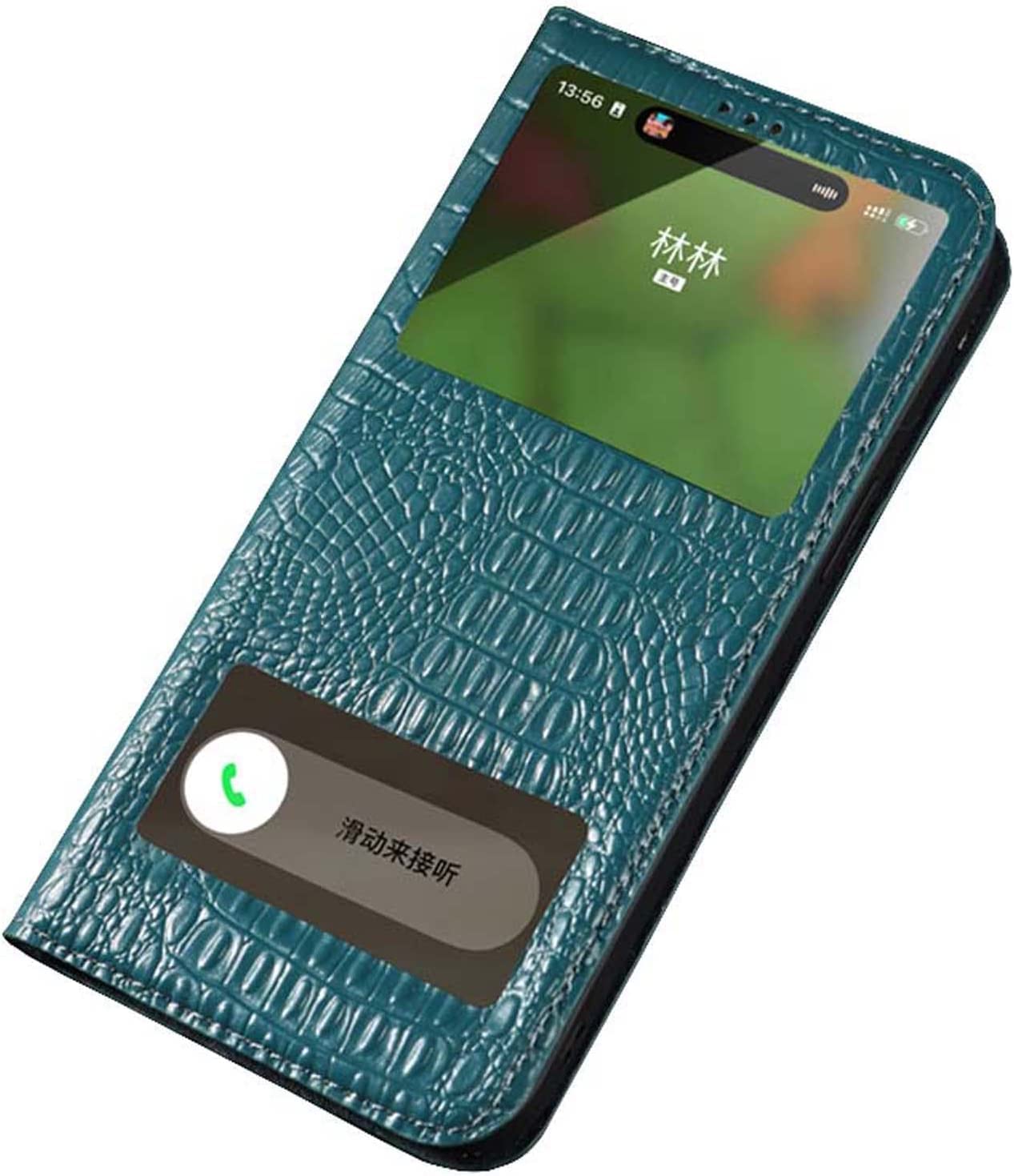 Étui crocodile pour iPhone 14 Pro Max cyan avec béquille - 8
