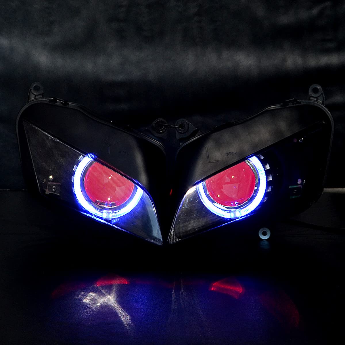Projector Headlight Kit Big Blue Angel Eye HID for Honda F5 CBR600RR 600RR 2007-2012 (Blue & Red)
