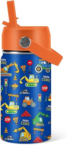 Miniatura 18 de Regalos de gatos para niños, botella de agua de 16 onzas con tapa con pajilla, botella aislada de acero inoxidable, a prueba de fugas, sin BPA, para