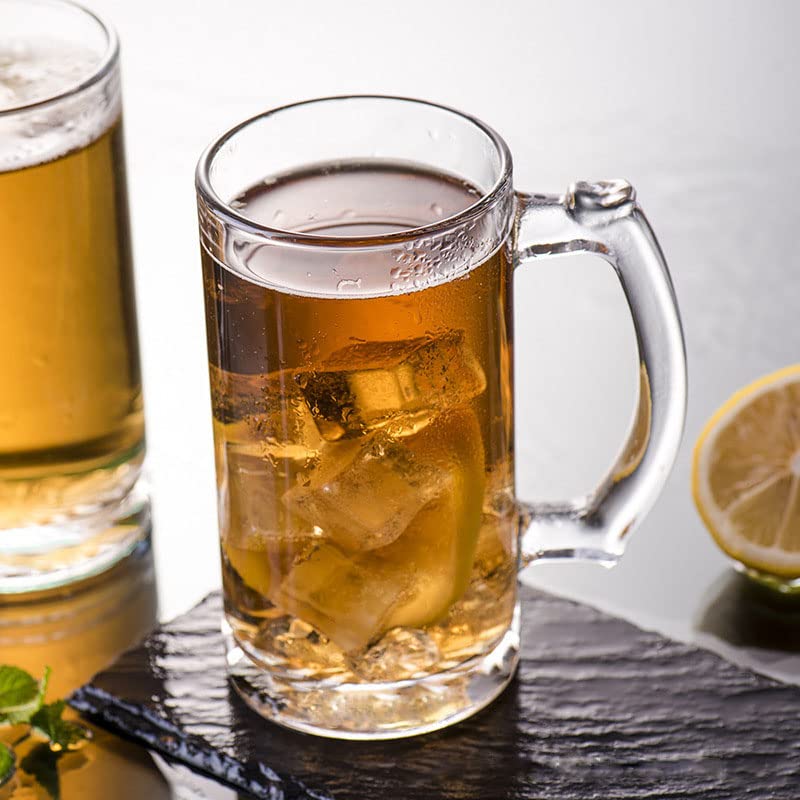 Heavy Beer Mugs Set, 16oz Glass Mugs With Handle, Beer Glasses For Freezer, 500ml Beer Drinking Glasses, Traditional Stein For Bar, Alcohol, Beverages,Coffee, Teas, Set of 4 - Image 6