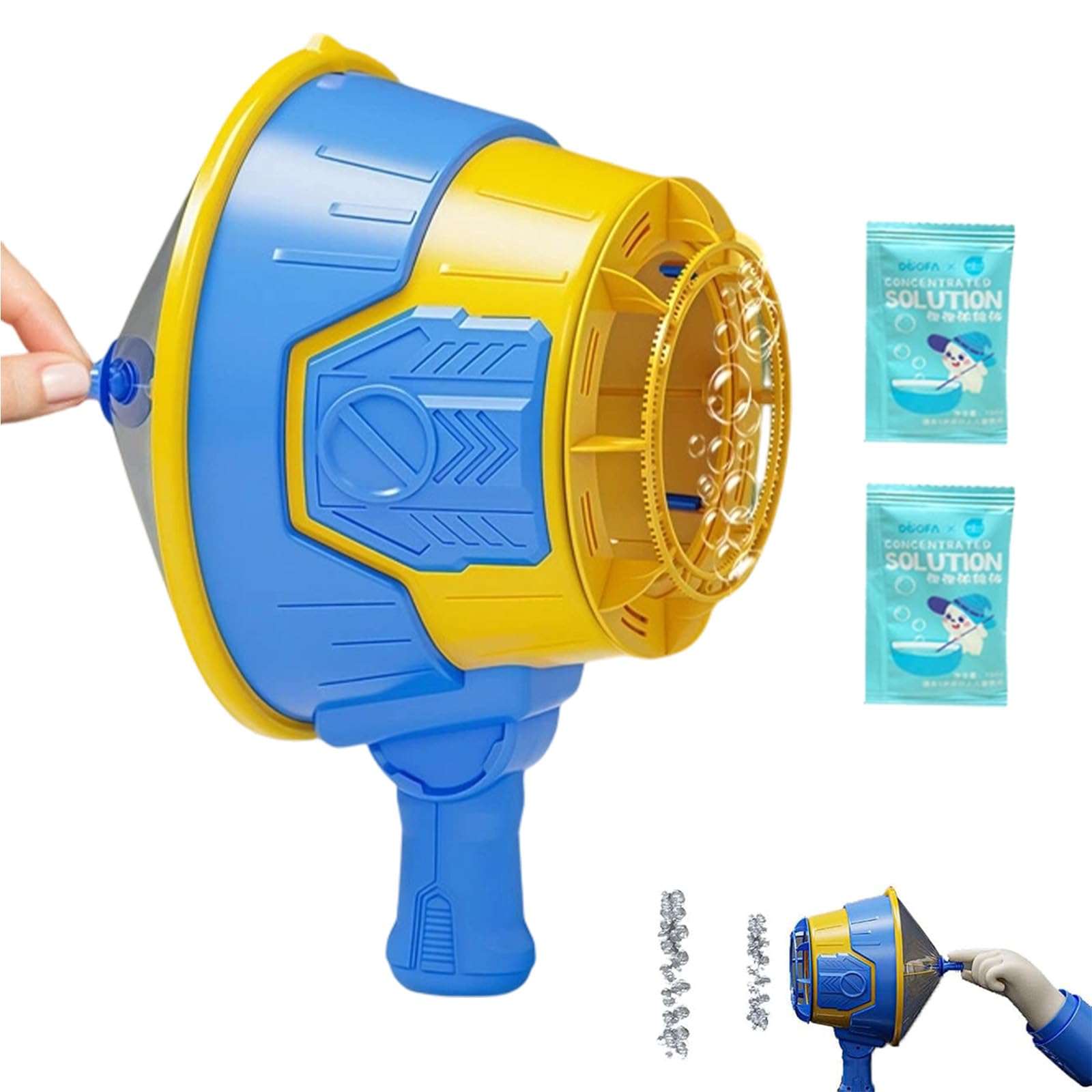 Airzooka Air Cannon Toy - An air Vortex Cannon Bubble Gun with Bubble Blaster Effect, Bubble Solution, Outdoor Entertainment Tool for Garden Party Beach Games and Interactive Fun (Blue,2 packs)