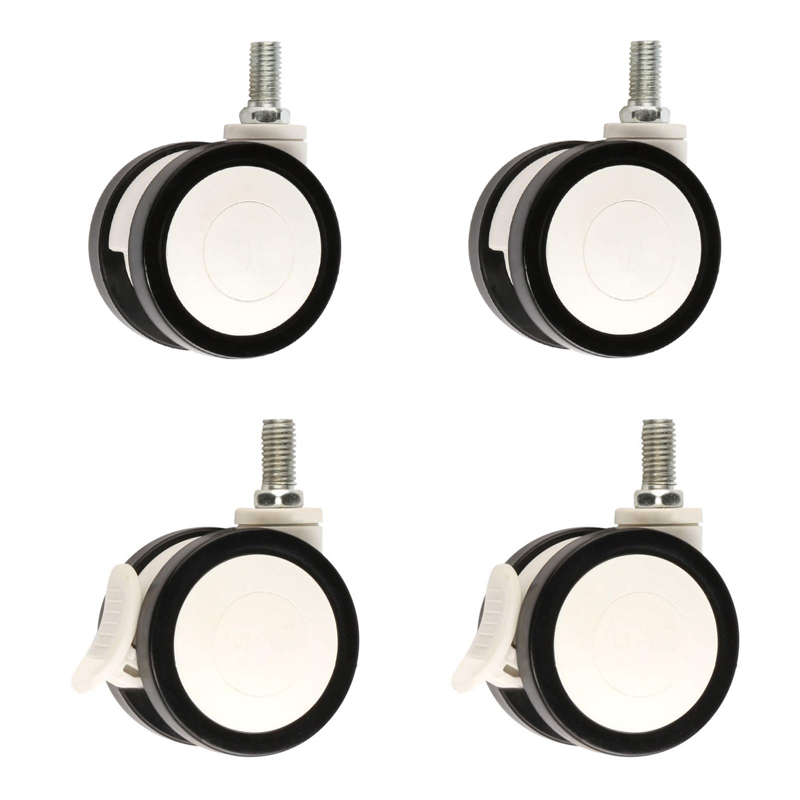 GBRJUYF High-Performance - 4-Pack Universal Trolley Wheels 62mm Polyurethane Replacement Cs with Brake for Beauty Equipment and Furniture Double Swivel Design.