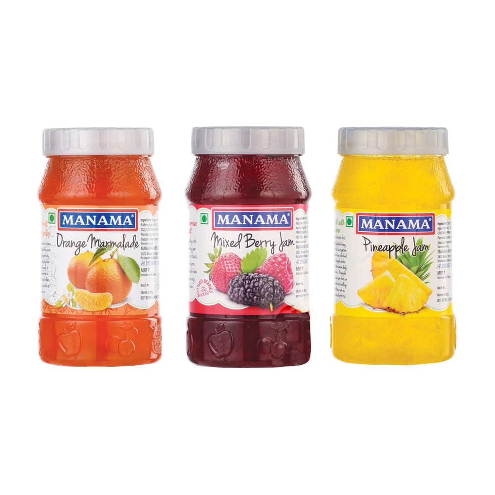 Manama Orange Marmalade, MixedBerry Fruit Jam and Pineapple Fruit Jam, 500GMS Each, Pack of 3 (B0CPJPG2PQ) Amazon Price History, Amazon Price Tracker