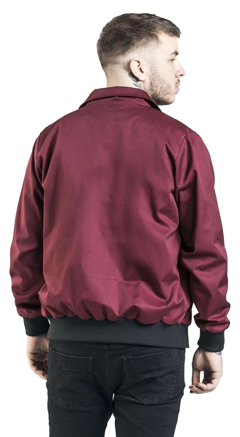 RED by EMP Uomo Giacca bomber rossa Bordeaux con colletto alto e fodera a quadretti
