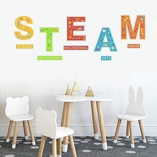 IARTTOP Science Technology Engineering Arts Math Subject Lettering Wall Decal,Colorful School Supplies Wall Sticker for Classroom Nursery Study Room Decor