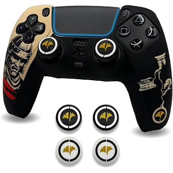 ElitePlay Samurai Ghost of Yotei Anti-slip Silicone Case for PS5 Controller Soft Rubber Case for PS5 Wireless Controller with Thumb Grip Set