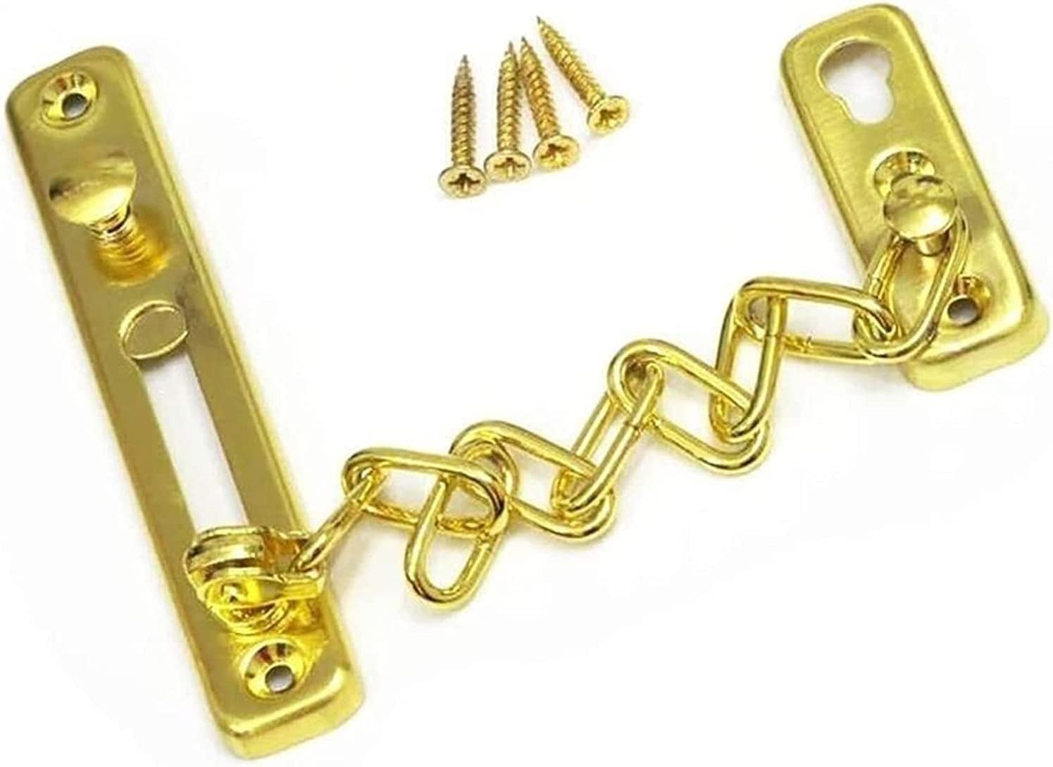 SFJSFIMQ Door Safety Chain, Latches Lock, Buckle Bolt Stainless Steel Anti-Theft Room Anti-Lock Latch(Gold)