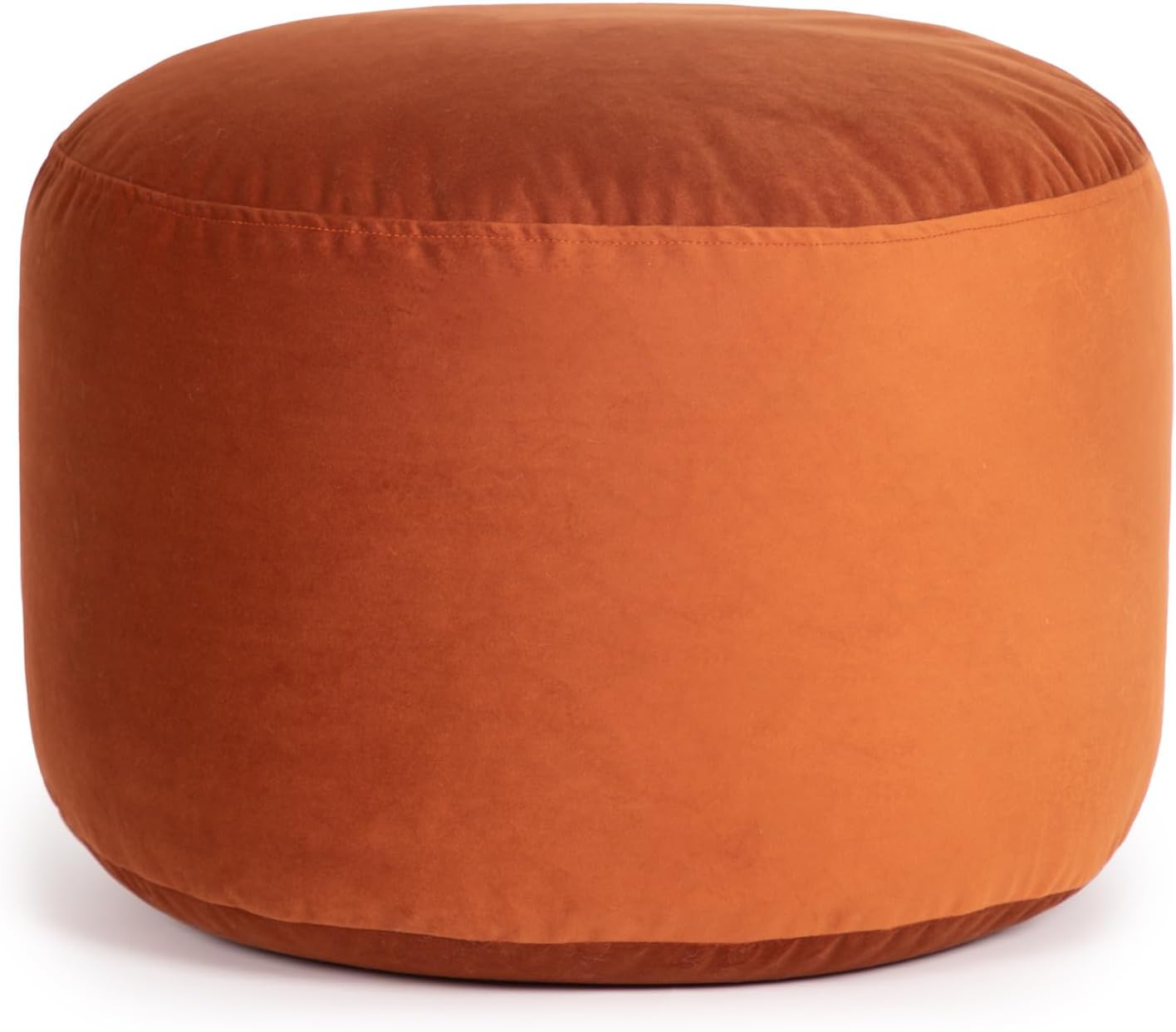 Gouchee Home Belgique Round Velvet Pouf, Foot Stool, Stuffed Ottoman Bean Bag Chair - Plush, Stylish, Lightweight, and Comfortable Furniture Accessory for Living Room and Bedroom - 20" x 12",Brick