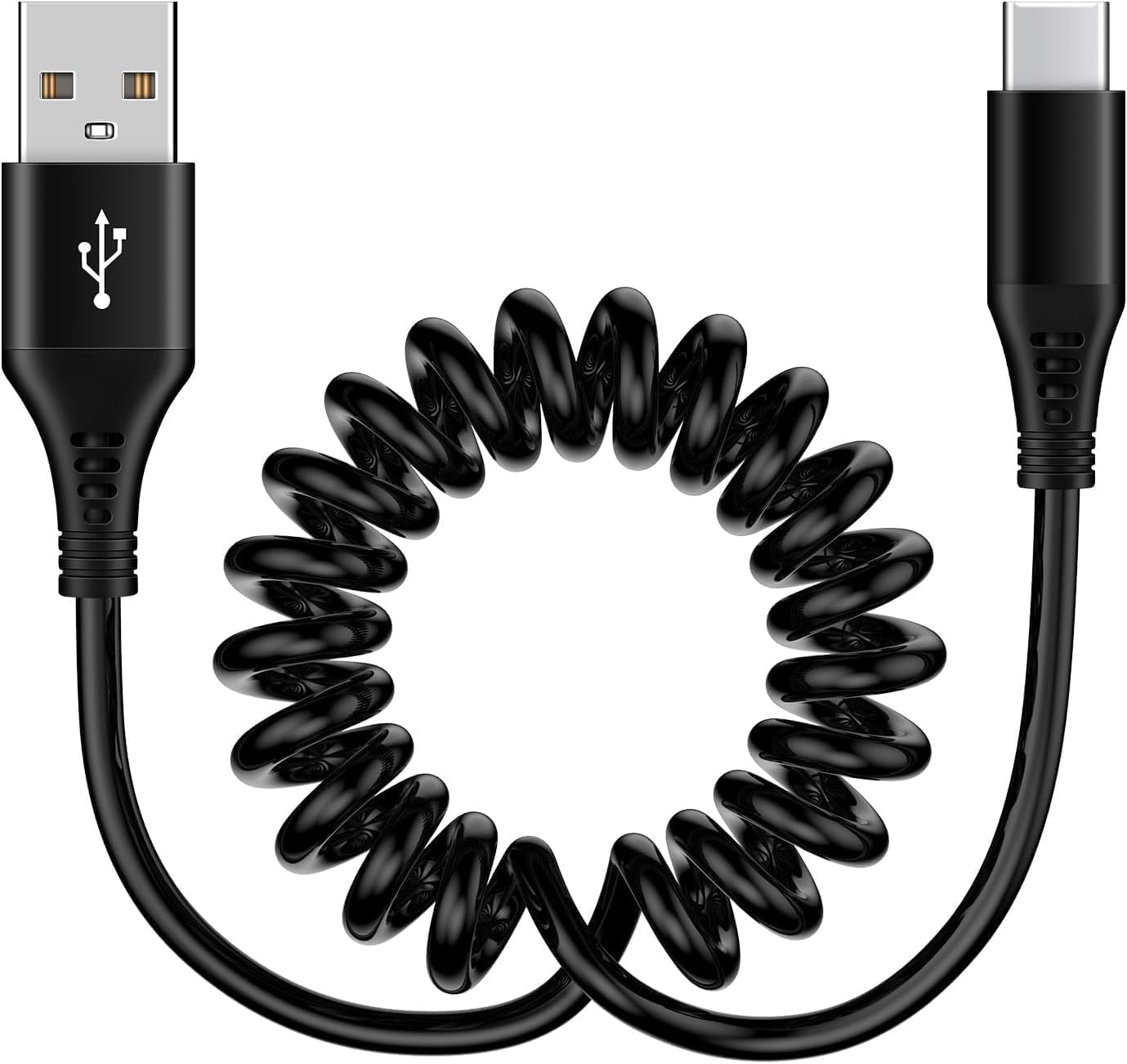 Retractable Auto Type C Cord Fast Charging 2Pack 5ft Spring USB C Cable for Car Coiled for iPhone 15Pro Max,15 Plus,15+,15 Ultra,Pixel 8/8 Pro 7 Samsung Galaxy Z Fold 5/4/3/Z Flip5 A34 A54 S23 S22