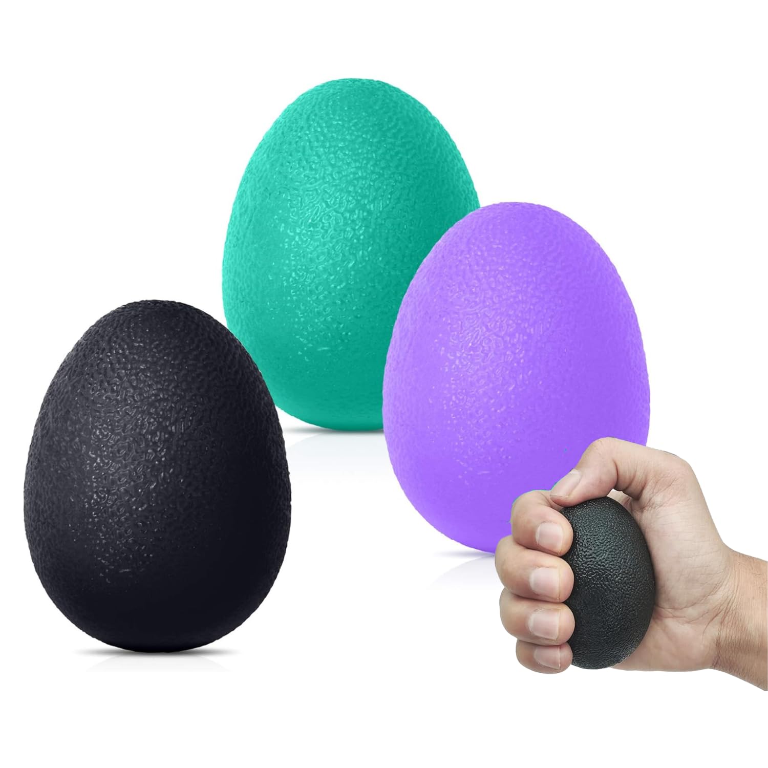 FittyFlux Stress Relief Ball for Adults, Hand Grip Strengthener, Wrist Therapy Hand Exercise Equipment Squeeze Ball for Fitness & Health - Set of 3 Finger Resistance Exercise Squeezers (Purple, Black, Green) (B0D6LHW4CC) Amazon Price History, Amazon Price Tracker