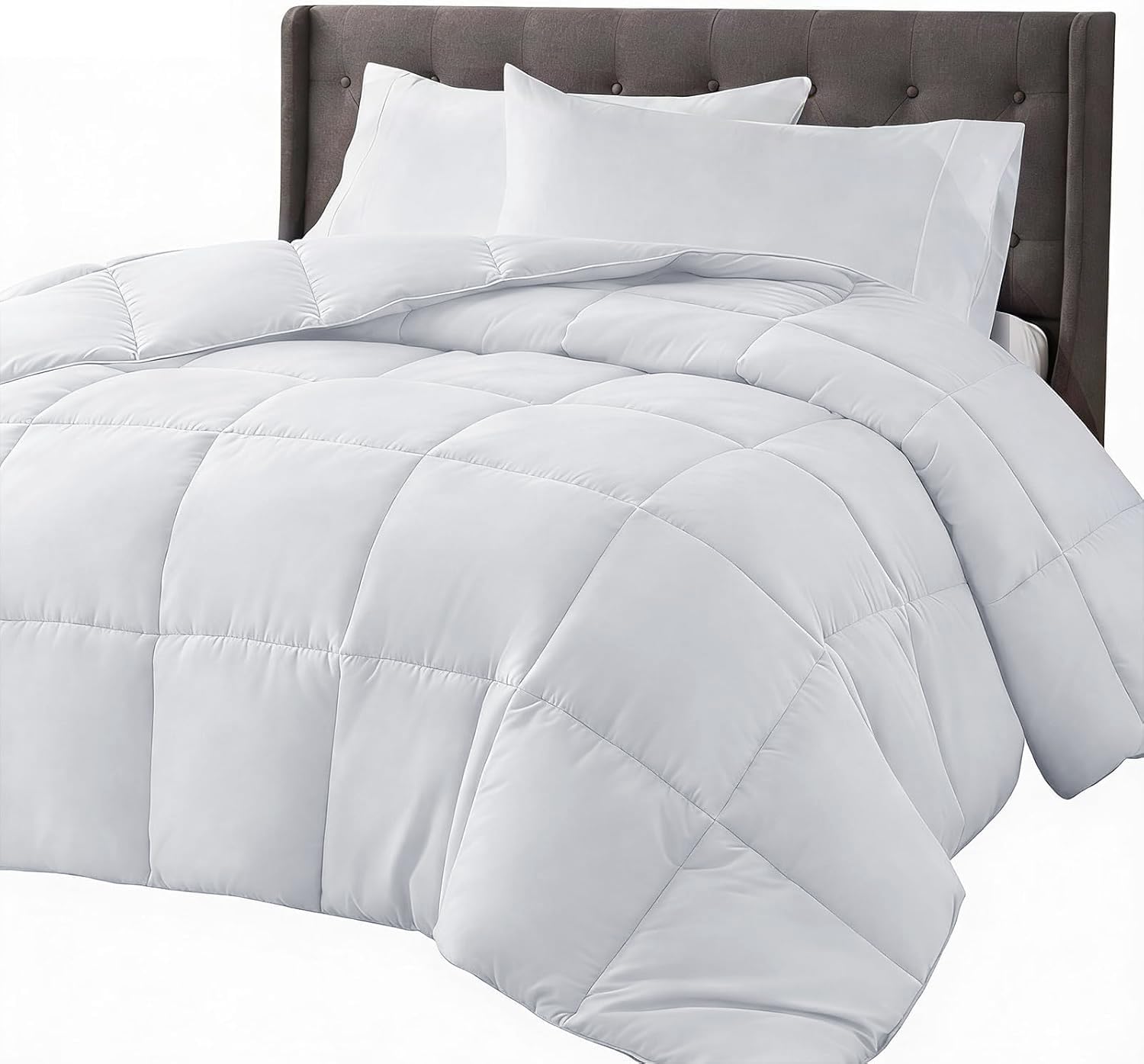 COHOME Twin/Twin XL Size Warm Comforter - All-Season Duvet Insert | Down Alternative Comforter, Luxury Hotel Breathable Soft Blanket, Anti-Clump Tech &amp; 8 Tabs, Reversible,Pure White 64" x 88"