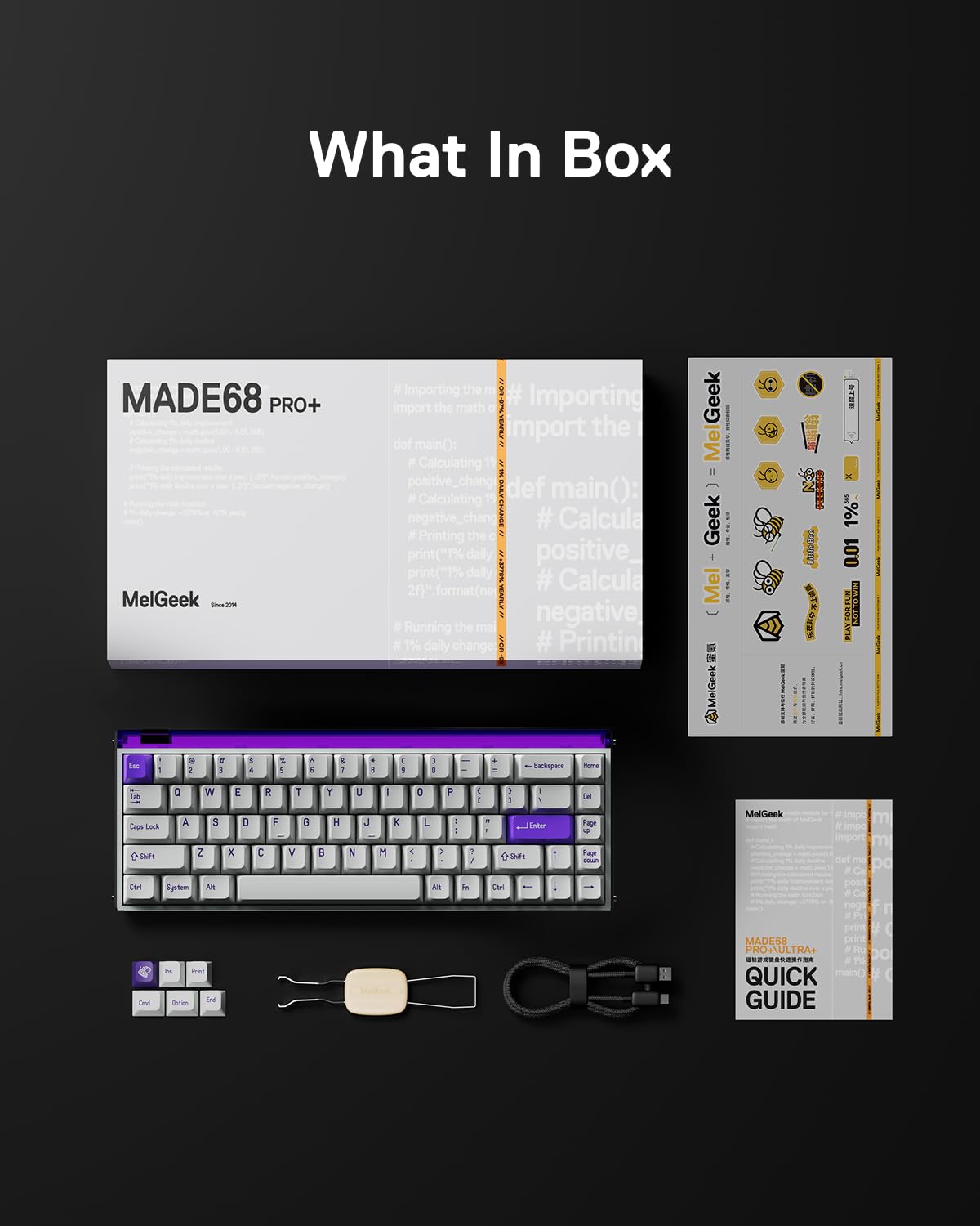 MelGeek MADE68 Air Wired Keyboard, Hall Effect Magnetic Switch Low-Profile Gaming Keyboard, 65% Compact Rapid Trigger, Hot-Swappable, RGB Snap Tap & Adjustable Actuation, Online HIVE Custom (różowa)
