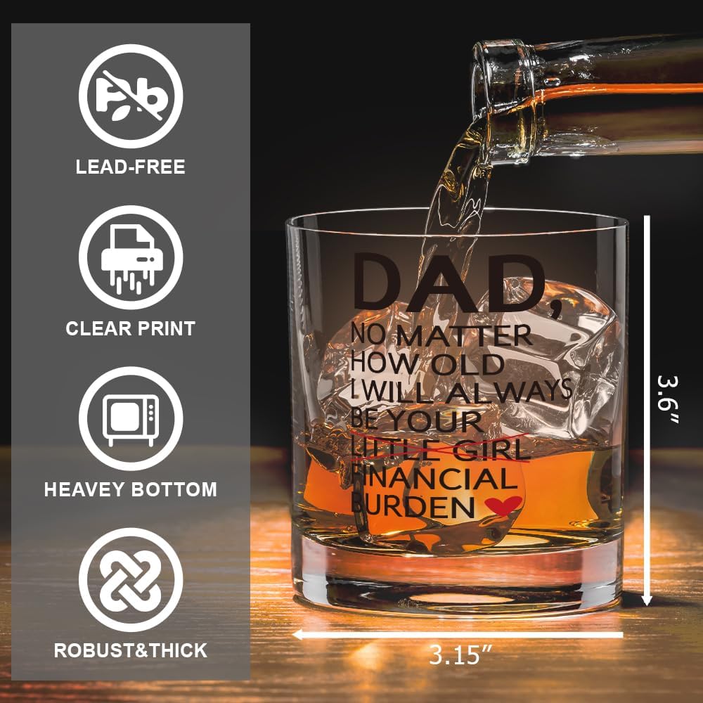 Fatbaby Funny Gifts For Dad From Daughter,Humorous Dad Whiskey Glasses,Birthday Father’s Day Thankgiving Christmas Gifts For Father Old Fashioned Wine Glass 10 OZ - Image 4