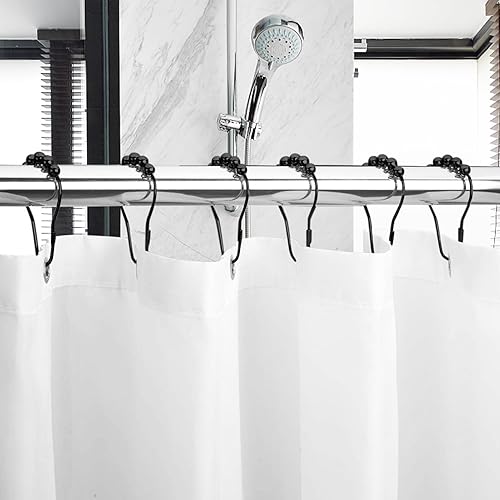 Miniatura 10 de Anillos de cortina de ducha, ganchos para cortina de ducha, clips de anillo de bloqueo seguro a prueba de óxido para colgar cortina de baño (ganchos