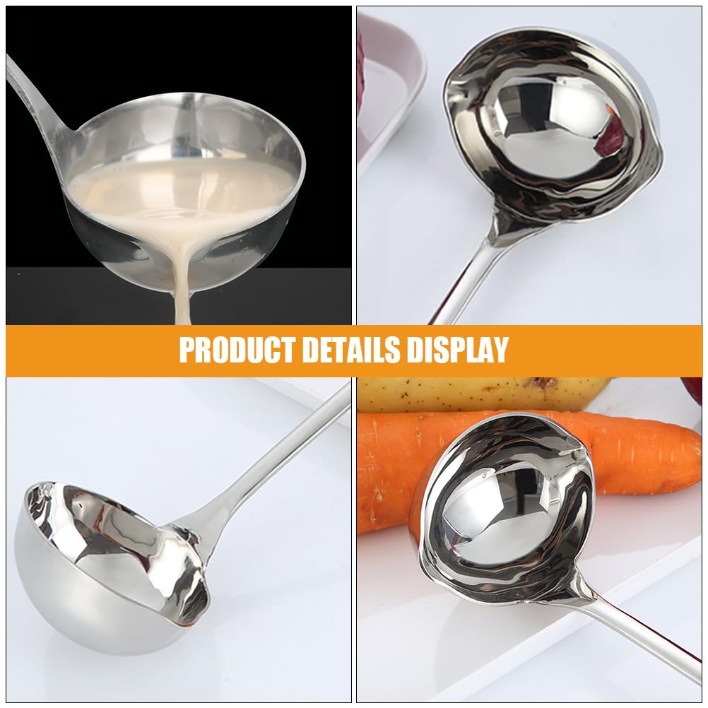 Cuchara con boquilla, cucharón de sopa para el hogar, cucharón de sopa de acero inoxidable, cucharones de cocina para servir, cuchara de acero inoxidable, suministros de hotel, acero