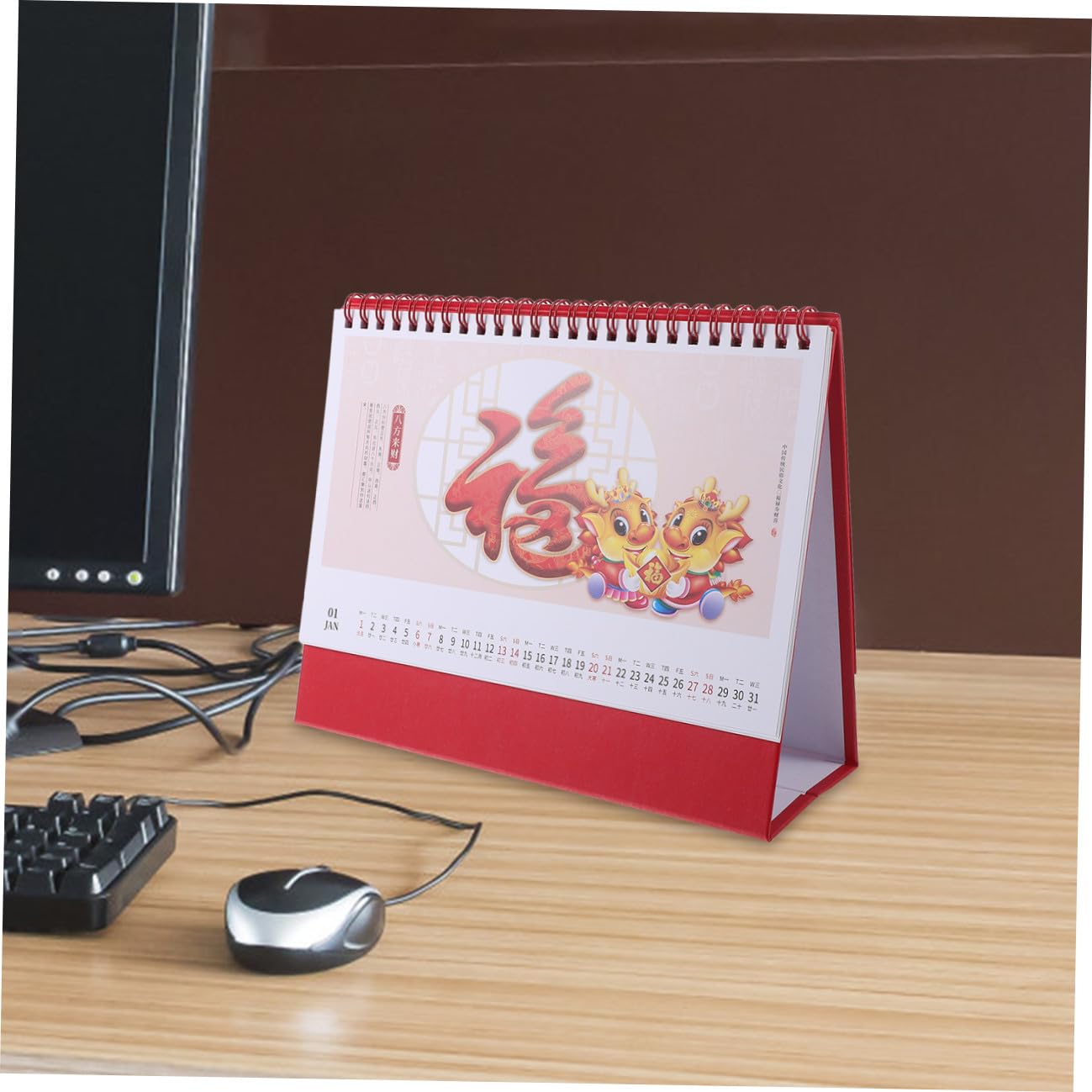DOITOOL 5 Stück Schreibtischkalender Chinesischer Stil Monatskalender Stehend Flip Tischkalender Bürodekoration Robustes Design für Home Office