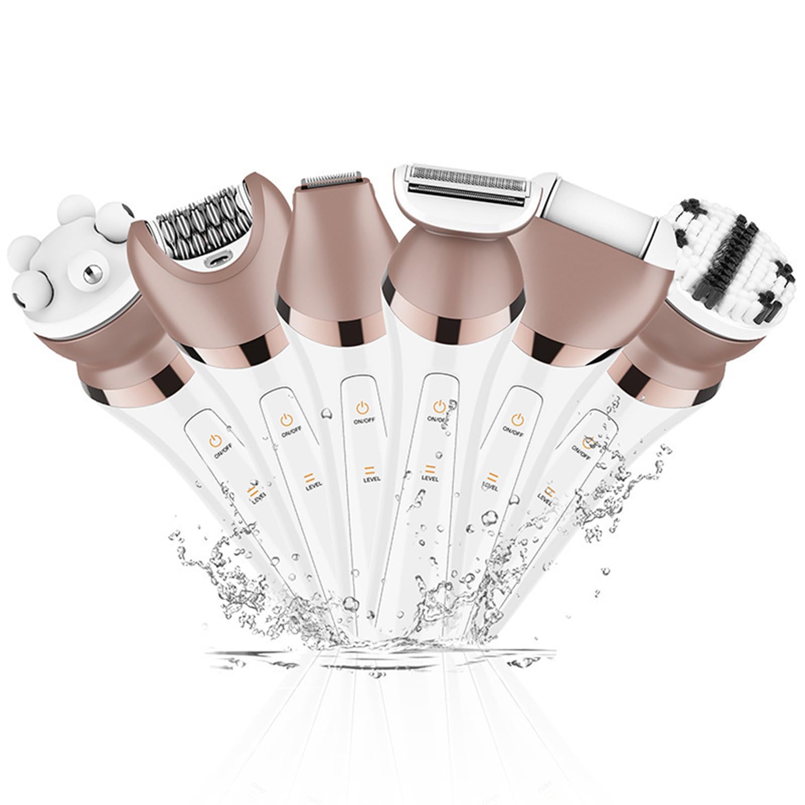 ACAGALA Depilador eléctrico 6 en 1 para mujer, depilación sin dolor en la cara, cuerpo y pies – Kit compacto con accesorios de precisión