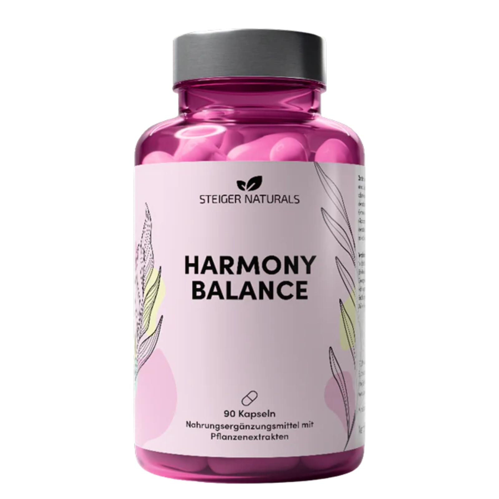 Steiger Naturals Harmony Balance – Pflanzlicher Komplex für Frauen mit 10 Pflanzenextrakten | Hormonfrei, Vegan, Laktosefrei, Glutenfrei | 90 Kapseln