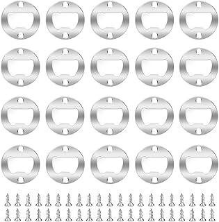 20 Set Stainless Steel Bottle Opener Insert Kits Metal Beer Bottle Opener Beer Wine Hardware Parts with 42Pcs Screws for DIY Resin Mould Kit Bottle Opener (Silver)